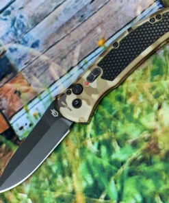 Gerber Empower Auto 30-001621, 3.25" Black CPM-S30V Plain Blade, Multicam-Arid Aluminum Handle