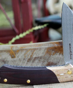 Benchmade Knives Benchmade Proper 319-201 Gold Class - Burgundy and Black Linen Micarta (2.82" Damascus) Mokume Bolster -Knifeworks Sales Store 319 201.2 13277.1582298888