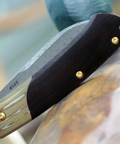 Benchmade Knives Benchmade Proper 319-201 Gold Class - Burgundy and Black Linen Micarta (2.82" Damascus) Mokume Bolster -Knifeworks Sales Store 319 201.3 14623.1582298888