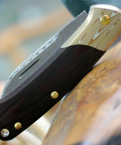 Benchmade Knives Benchmade Proper 319-201 Gold Class - Burgundy and Black Linen Micarta (2.82" Damascus) Mokume Bolster -Knifeworks Sales Store 319 201.4 86686.1582298888