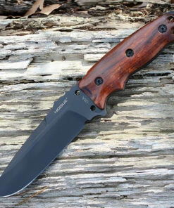 Hogue 35176 EX-F01 5 1/2" Fixed Drop Point Blade A-2 Black Finish Black Sheath - Wood Cocobolo Scales