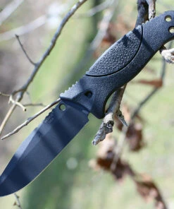 Hogue 35250 EX-F02 4.5" Fixed Clip Point Blade Black Finish Auto Retention Sheath Black - Rubber OverMolded Frame Black