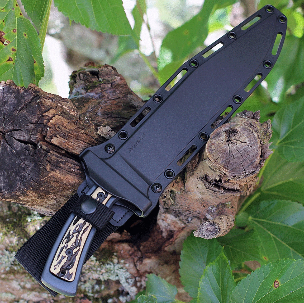 Cold Steel Bowie CS36MK, 9" 52100 Carbon Steel Black Plain Blade, Black Faux Stag Handles 3 Cold Steel Bowie CS36MK, 9" 52100 Carbon Steel Black Plain Blade, Black Faux Stag Handles - Image 3