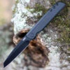 CRKT LCK+ Linerlock Blackout, 3.25" Black Oxide Coated 8Cr13MoV Stainless Tanto Blade, Black GRN Handles