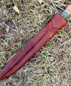 Condor Primitive Bush Machete, 12" Satin 1075 Carbon Steel Blade, Black Linen Micarta Handle, Brown Leather Sheath -Knifeworks Sales Store 390212hc 79785.1566586167