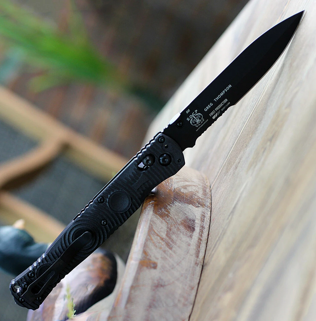 Benchmade Knives Benchmade 391SBK SOCP Tactical Folder, 4.47" D2 Steel Balck ComboEdge, CF-Elite Handle 2 Benchmade Knives Benchmade 391SBK SOCP Tactical Folder, 4.47" D2 Steel Balck ComboEdge, CF-Elite Handle - Image 2