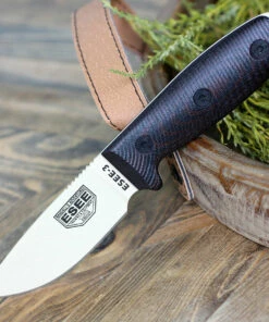 ESEE Knives ESEE-3 3PMDT-004, 3.88" 1095 Carbon Steel DT Plain Blade, Blood/Black G10 3D Handle, Black Sheath