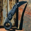 CRKT 4040 PROVOKE Kinematic, 2.41" D2 Black Karambit Blade, Black Aluminum Handle
