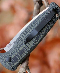 Benchmade Knives Benchmade CLA Auto 4300-1, 3.4 in. 154CM Stainless Steel, Plain Edge, Green and black textured G10 -Knifeworks Sales Store 4300 1 13202.1566586702