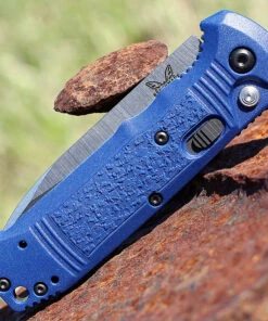 Benchmade Knives Benchmade 4400-1 CASBAH Auto, 3.4 in CPM-S30V Plain Blade, Blue textured Grivory Handles -Knifeworks Sales Store 4400 1.3 47224.1566585865