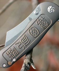 Kizer Cutlery Kizer 4439 Zugang, 3.75" CPM-S35VN Plain Blade, Titanium Handle w/Embossed Chinese Characters -Knifeworks Sales Store 4439.2 91513.1566586008