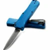 Benchmade Knives Benchmade 4850-1 OM OTF, 2.475" CPM-S30V Satin Plain Blade, Blue Aluminum Handle