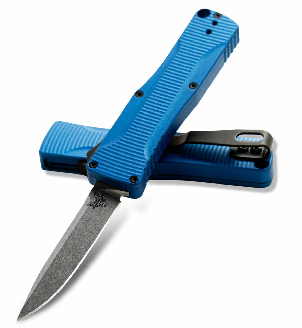 Benchmade Knives Benchmade 4850-1 OM OTF, 2.475" CPM-S30V Satin Plain Blade, Blue Aluminum Handle 1 Benchmade Knives Benchmade 4850-1 OM OTF, 2.475" CPM-S30V Satin Plain Blade, Blue Aluminum Handle