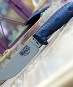 ESEE Knives ESEE-4 4PDE-001, 4.5" 1095 Carbon Steel DE Plain Blade, Black G10 3D Handle, Black Sheath