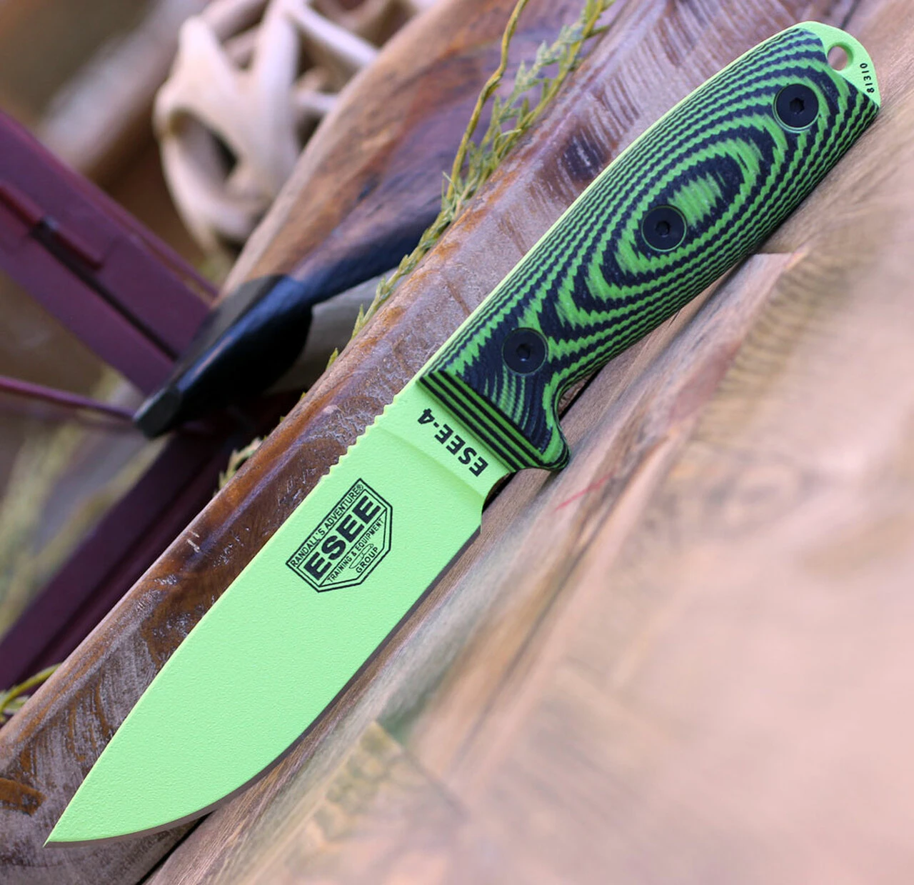ESEE Knives ESEE-4 4PVG-007 4.5" 1095 Carbon Steel Venom Green Plain Blade, Green/Black G10 3D Handle, Black Sheath 1 ESEE Knives ESEE-4 4PVG-007 4.5" 1095 Carbon Steel Venom Green Plain Blade, Green/Black G10 3D Handle, Black Sheath
