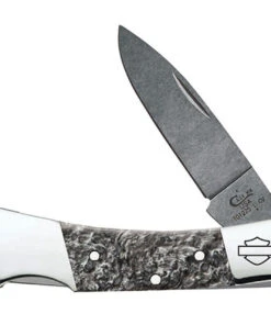 Case Harley Davidson Lockback, 3 " Closed Length Drop Point Blade, Black Smoke Kirinite Handle