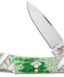 Case Small Lockback 53252, 5.2 Overall Length SS Blade, Emerald Green Bone Handle