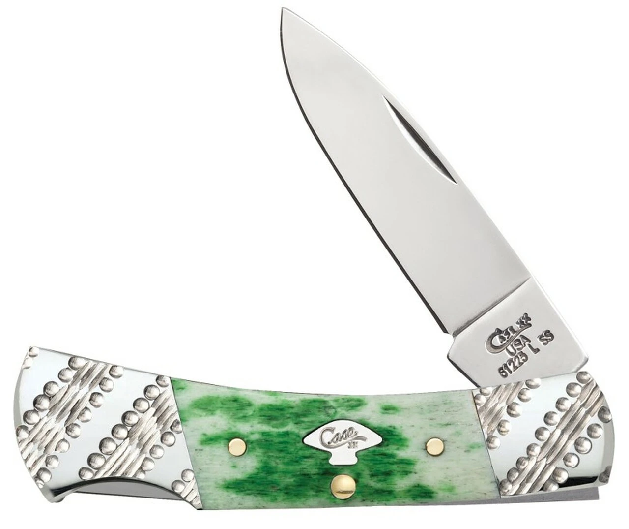 Case Small Lockback 53252, 5.2 Overall Length SS Blade, Emerald Green Bone Handle 1 Case Small Lockback 53252, 5.2 Overall Length SS Blade, Emerald Green Bone Handle