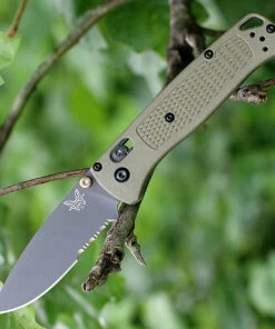 Benchmade Knives Benchmade 535SGRY-1 Bugout, 3.24" Part Serrated Cerakote Blade, Ranger Green Grivory