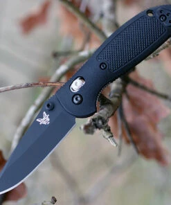Benchmade Knives Benchmade Mini Griptilian 556BK-S30V, 2.91" S30V Black Drop Point Plain Blade, Black Noryl GTX Handle