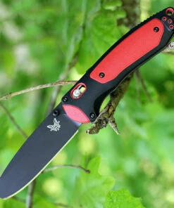 Benchmade Knives Benchmade 591BK Boost, 3.43" Black CPM-3V Blunt Pry-Tip Blade, Red Versaflex Handle