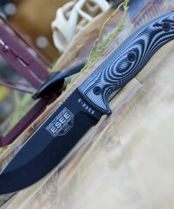 ESEE Knives ESEE-5 5PB-002, 5.25" 1095 Carbon Steel Black Plain Blade, Gray/Black G10 3D Handle, Black Kydex Sheath