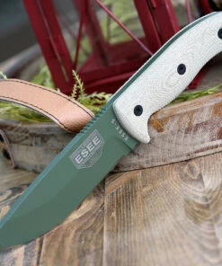 ESEE Knives ESEE-5 5POD-017, 5.25" 1095 Carbon Steel OD Green Plain Blade, Green Canvas Micarta 3D Handle, Black Kydex Sheath