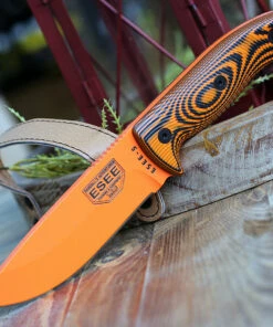 ESEE Knives ESEE-5 5POR-006, 5.25" 1095 Carbon Steel Orange Plain Blade, Orange/Black G10 3D Handle, Black Kydex Sheath