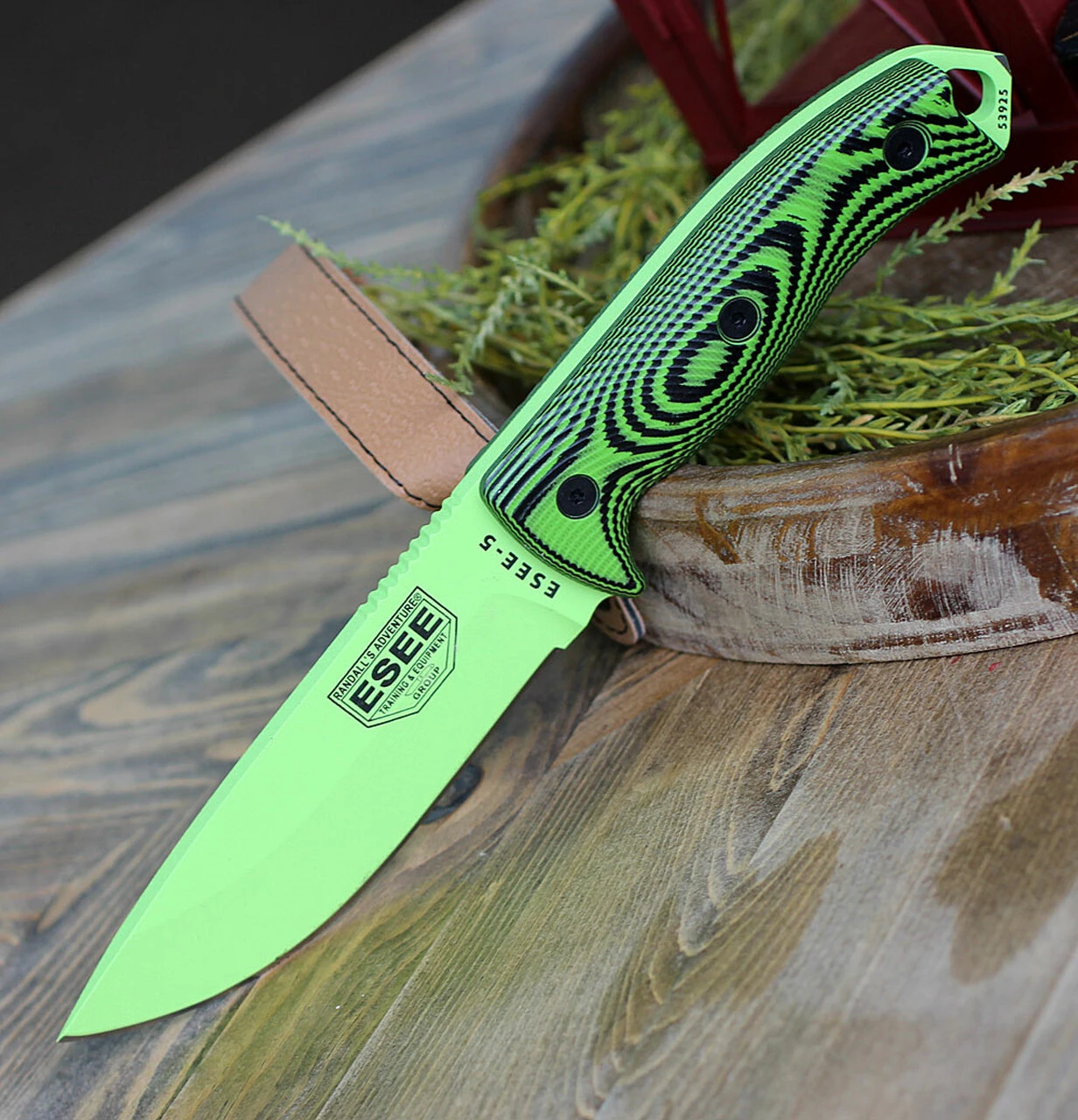 ESEE Knives ESEE-5 5PVG-007, 5.25" 1095 Carbon Steel Venom Green Plain Blade, Neon Green/Black G10 3D Handle, Black Kydex Sheath 3 ESEE Knives ESEE-5 5PVG-007, 5.25" 1095 Carbon Steel Venom Green Plain Blade, Neon Green/Black G10 3D Handle, Black Kydex Sheath - Image 3