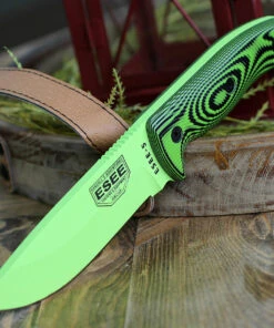 ESEE Knives ESEE-5 5PVG-007, 5.25" 1095 Carbon Steel Venom Green Plain Blade, Neon Green/Black G10 3D Handle, Black Kydex Sheath