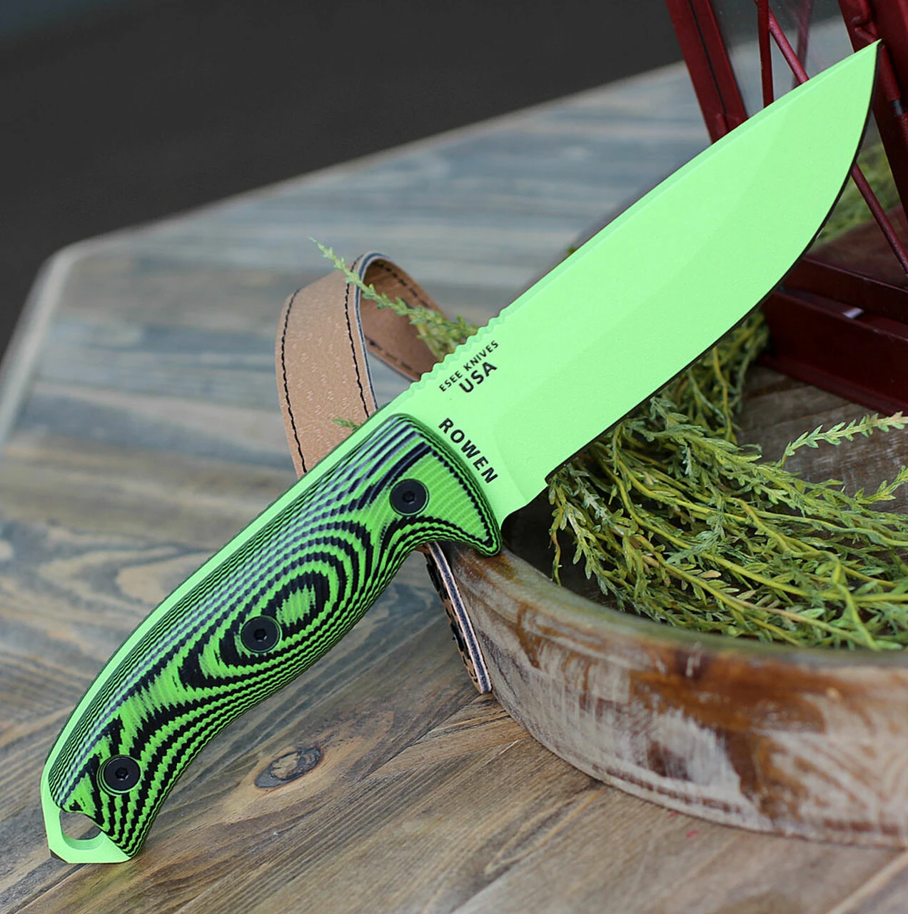 ESEE Knives ESEE-5 5PVG-007, 5.25" 1095 Carbon Steel Venom Green Plain Blade, Neon Green/Black G10 3D Handle, Black Kydex Sheath 2 ESEE Knives ESEE-5 5PVG-007, 5.25" 1095 Carbon Steel Venom Green Plain Blade, Neon Green/Black G10 3D Handle, Black Kydex Sheath - Image 2
