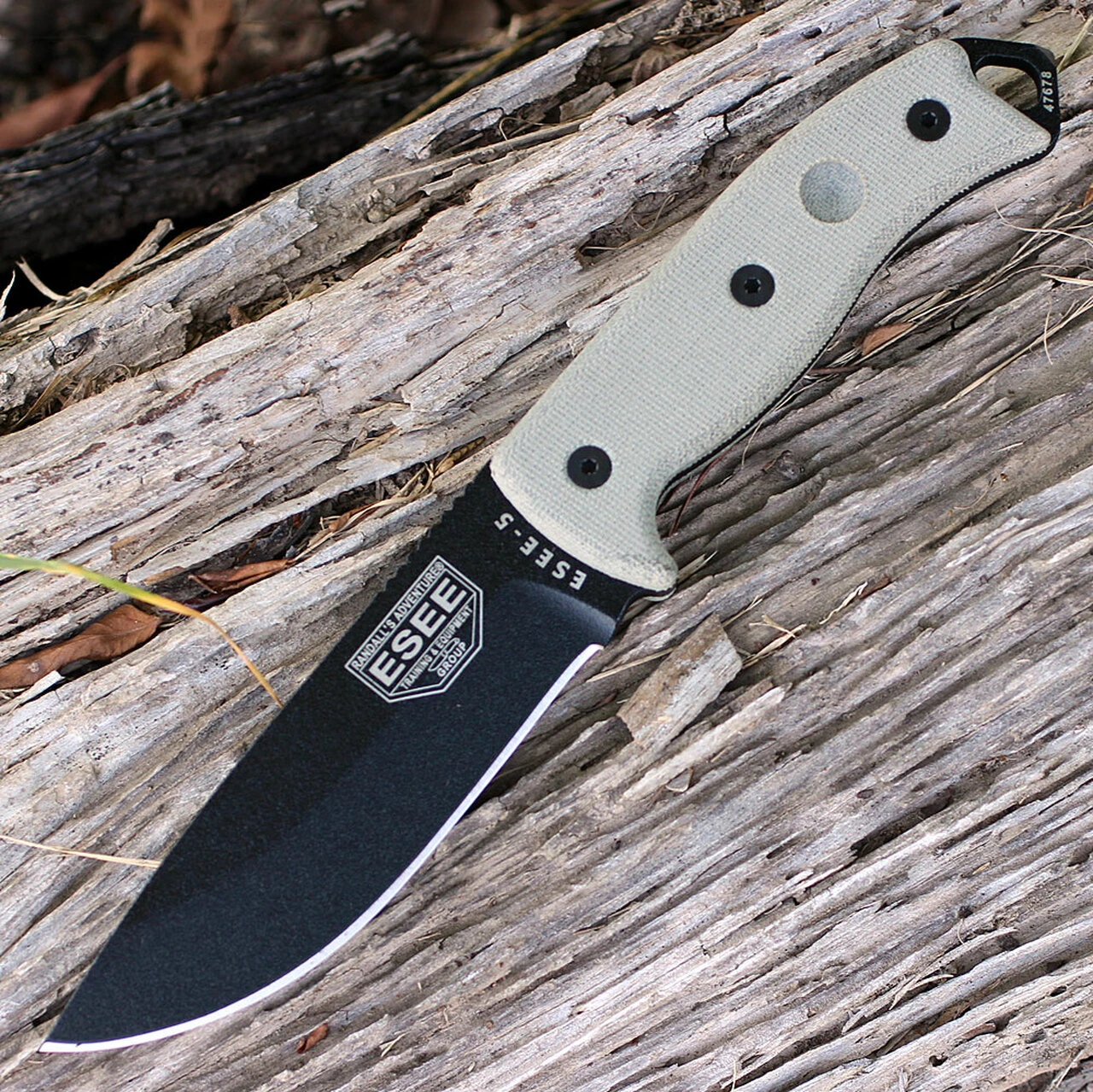 ESEE Knives ESEE Model 5, Green Canvas Micarta, Black Blade, Kydex Sheath, Plain Edge 1 ESEE Knives ESEE Model 5, Green Canvas Micarta, Black Blade, Kydex Sheath, Plain Edge
