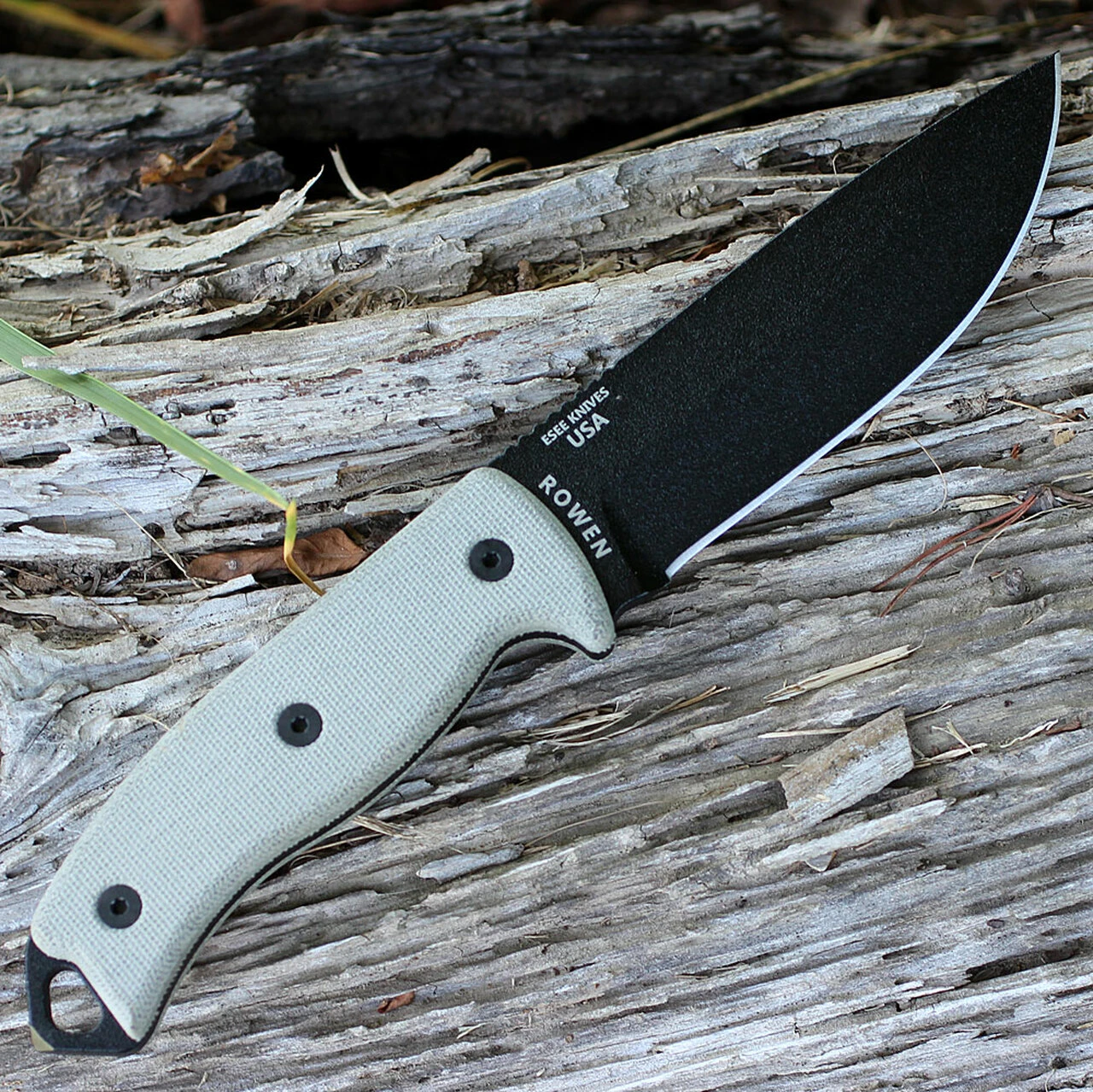 ESEE Knives ESEE Model 5, Green Canvas Micarta, Black Blade, Kydex Sheath, Plain Edge 2 ESEE Knives ESEE Model 5, Green Canvas Micarta, Black Blade, Kydex Sheath, Plain Edge - Image 2