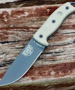 ESEE Knives, 5P-TG, Tactical Gray Plain Blade, Micarta Handle, Black Kydex Sheath and Clip Plate