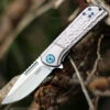 CRKT Lannny Linerlock Silver A/O 6525 , 3.18" 8Cr13Mov Satin Finish Stainless Blade, Silver Sculpted Aluminum Handles