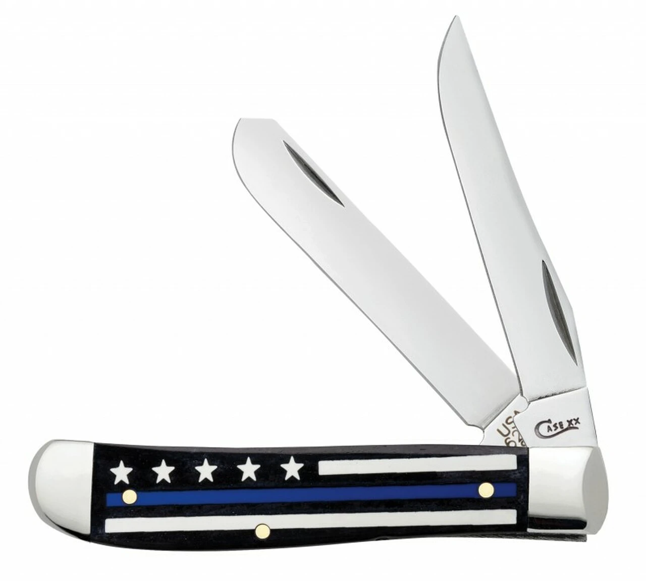 Case 6568 Thin Blue Line - Smooth Natural Bone Color Wash Mini Trapper 1 Case 6568 Thin Blue Line - Smooth Natural Bone Color Wash Mini Trapper