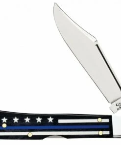 Case Blue Line Stripe of Service Mini Copperlock 6569, 2.625" Satin SS Blade, Smooth Natural Bone Handle