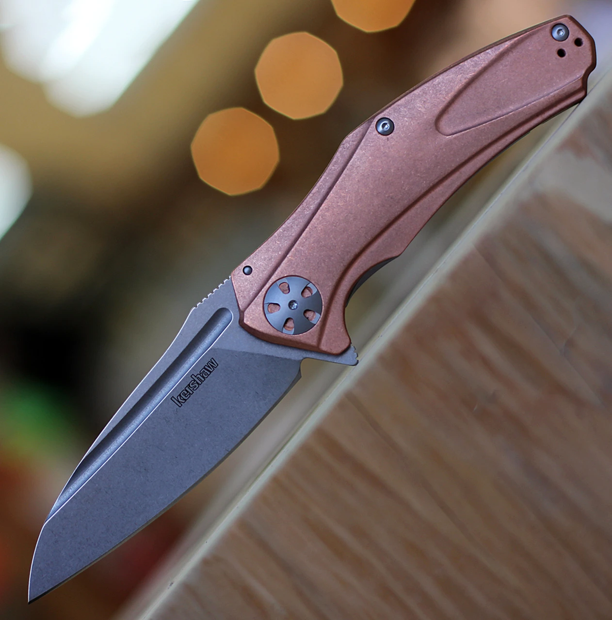 Kershaw Knives Kershaw Natrix-Copper XL KS7008CU, 3.7" D2 Steel Stonewash Plain Blade, Copper SS Handle 1 Kershaw Knives Kershaw Natrix-Copper XL KS7008CU, 3.7" D2 Steel Stonewash Plain Blade, Copper SS Handle
