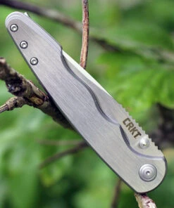 CRKT 7016 Flat Out Framelock A/O, 3.57" 8Cr13MoV SS Plain Blade, Brushed Stainless Handle -Knifeworks Sales Store 7016.2 63987.1566586347