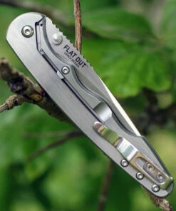 CRKT 7016 Flat Out Framelock A/O, 3.57" 8Cr13MoV SS Plain Blade, Brushed Stainless Handle -Knifeworks Sales Store 7016.3 61288.1566586347