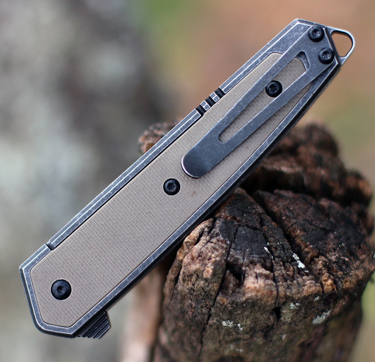 CRKT 7091 Cinco, 2.89" D2 Stonewashed Plain Blade, 2Cr13 SS Handle w/ G10 Inlays 4 CRKT 7091 Cinco, 2.89" D2 Stonewashed Plain Blade, 2Cr13 SS Handle w/ G10 Inlays - Image 4