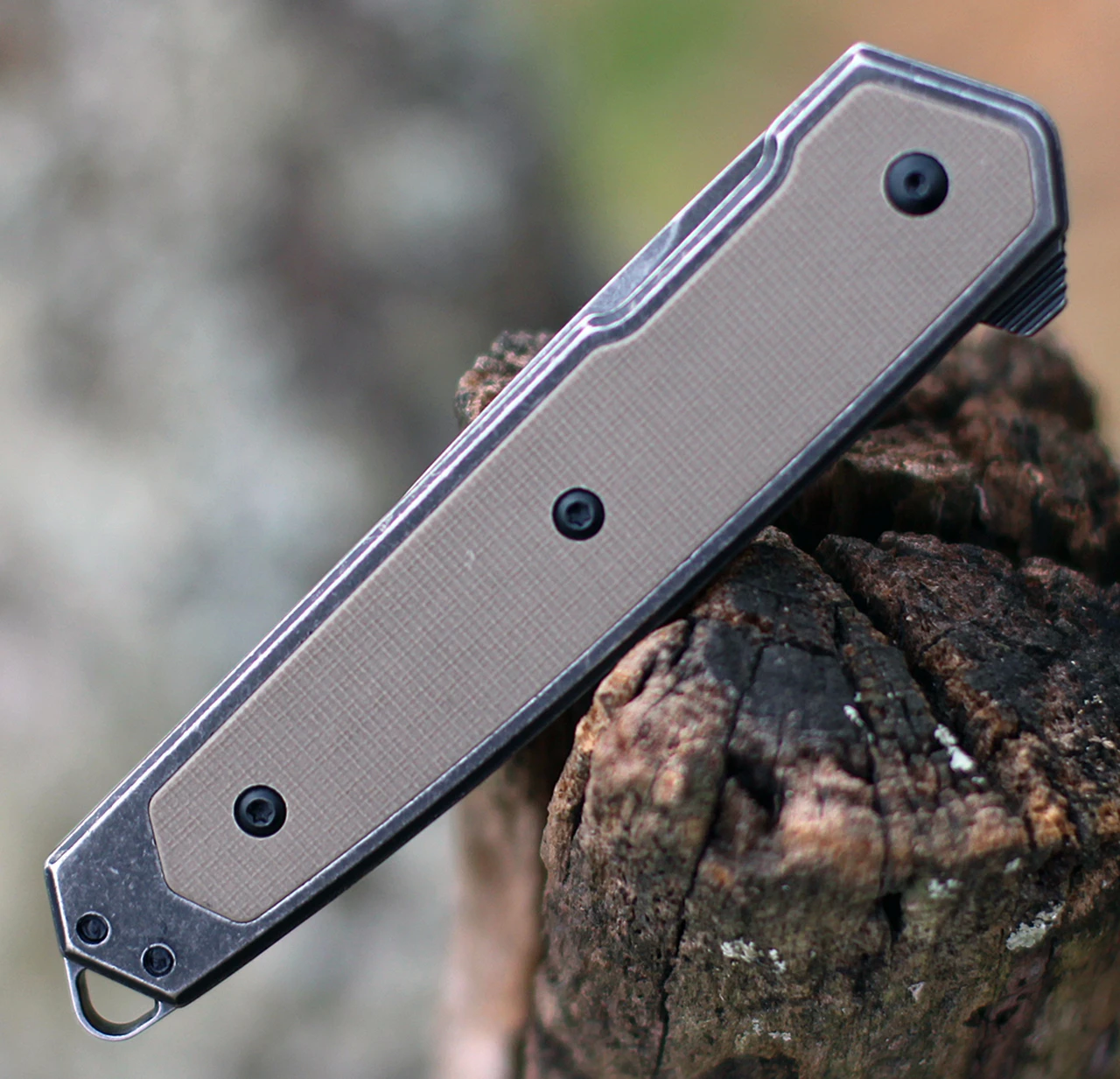 CRKT 7091 Cinco, 2.89" D2 Stonewashed Plain Blade, 2Cr13 SS Handle w/ G10 Inlays 3 CRKT 7091 Cinco, 2.89" D2 Stonewashed Plain Blade, 2Cr13 SS Handle w/ G10 Inlays - Image 3