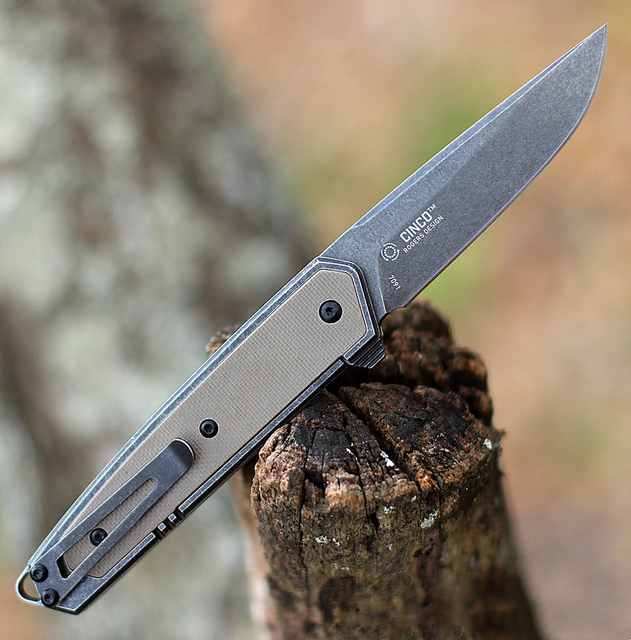 CRKT 7091 Cinco, 2.89" D2 Stonewashed Plain Blade, 2Cr13 SS Handle w/ G10 Inlays 2 CRKT 7091 Cinco, 2.89" D2 Stonewashed Plain Blade, 2Cr13 SS Handle w/ G10 Inlays - Image 2
