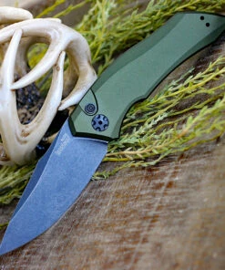 Kershaw Knives Kershaw Launch 1 7100OLBW, 3.4" CPM 154 BlackWash Blade, Olive Green Anodized Aluminum Handle -Knifeworks Sales Store 7100OLBW.2 32393.1578931245