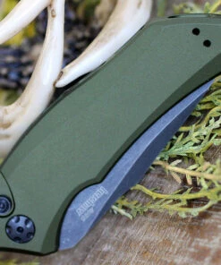 Kershaw Knives Kershaw Launch 1 7100OLBW, 3.4" CPM 154 BlackWash Blade, Olive Green Anodized Aluminum Handle -Knifeworks Sales Store 7100OLBW.4 02807.1578931245