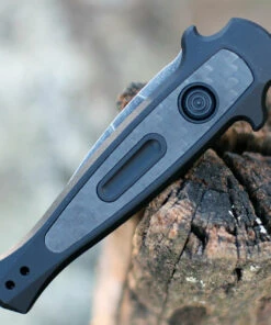 Kershaw Knives Kershaw 7130 Launch 12CA Mini Stiletto, 1.9 " CPM154 Black Stonewashed Plain Blade, Black Aluminum w/ Carbon Fiber Insert Handle -Knifeworks Sales Store 7130BLKBW.3 66540.1607457634