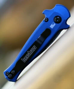 Kershaw Knives Kershaw 7130 Launch 12CA Mini Stiletto, 1.9 " CPM154 Black Stonewashed Plain Blade, Blue Aluminum w/ Carbon Fiber Insert Handle -Knifeworks Sales Store 7130BLUBW.2 58726.1607457226