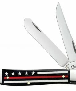 Case Mini Trapper 7311 Red Line Stripes of Service, 3.5" Closed Length SS Blade, Bone Handle