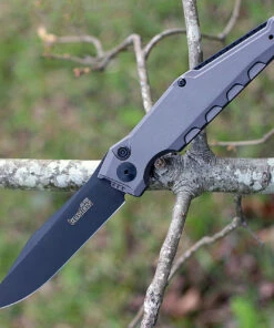 Kershaw Knives Kershaw 7900GRYBLK Launch 7 Auto, 3.75" CPM154 Plain Edge, Grey Aluminum Handle