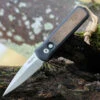 Pro-Tech Godson Automatic - Blk Alum / Leather Inlay (3.15" Satin) Greg Stevens Design 7GSD-7